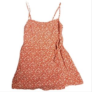 Trixxi burnt orange Floral Spaghetti Strap linen wrap skirt Romper